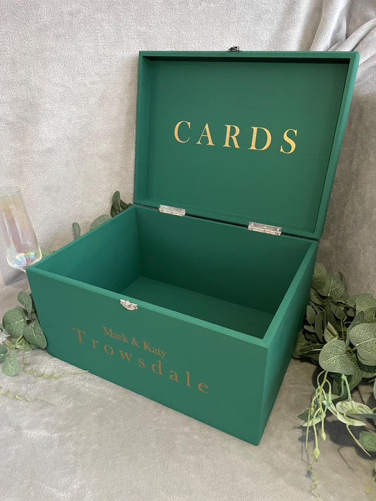 Personalised EMERALD wedding card box, Wedding memory box, Wedding keepsake box, Wooden Wedding box, green wedding post box