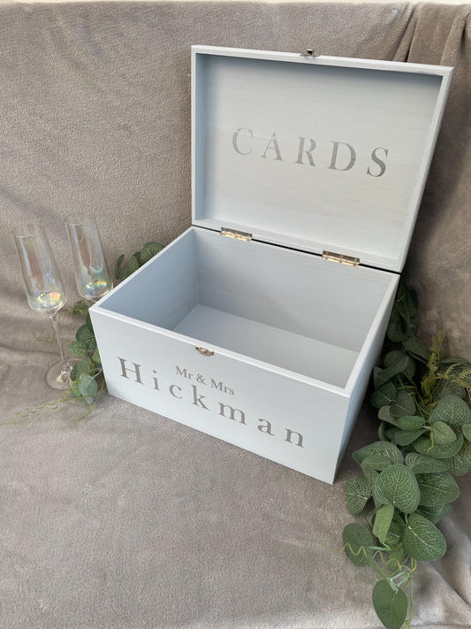 Personalised CORNFLOWER wedding card box, Wedding memory box, Wedding keepsake box, Wooden Wedding box, blue wedding post box