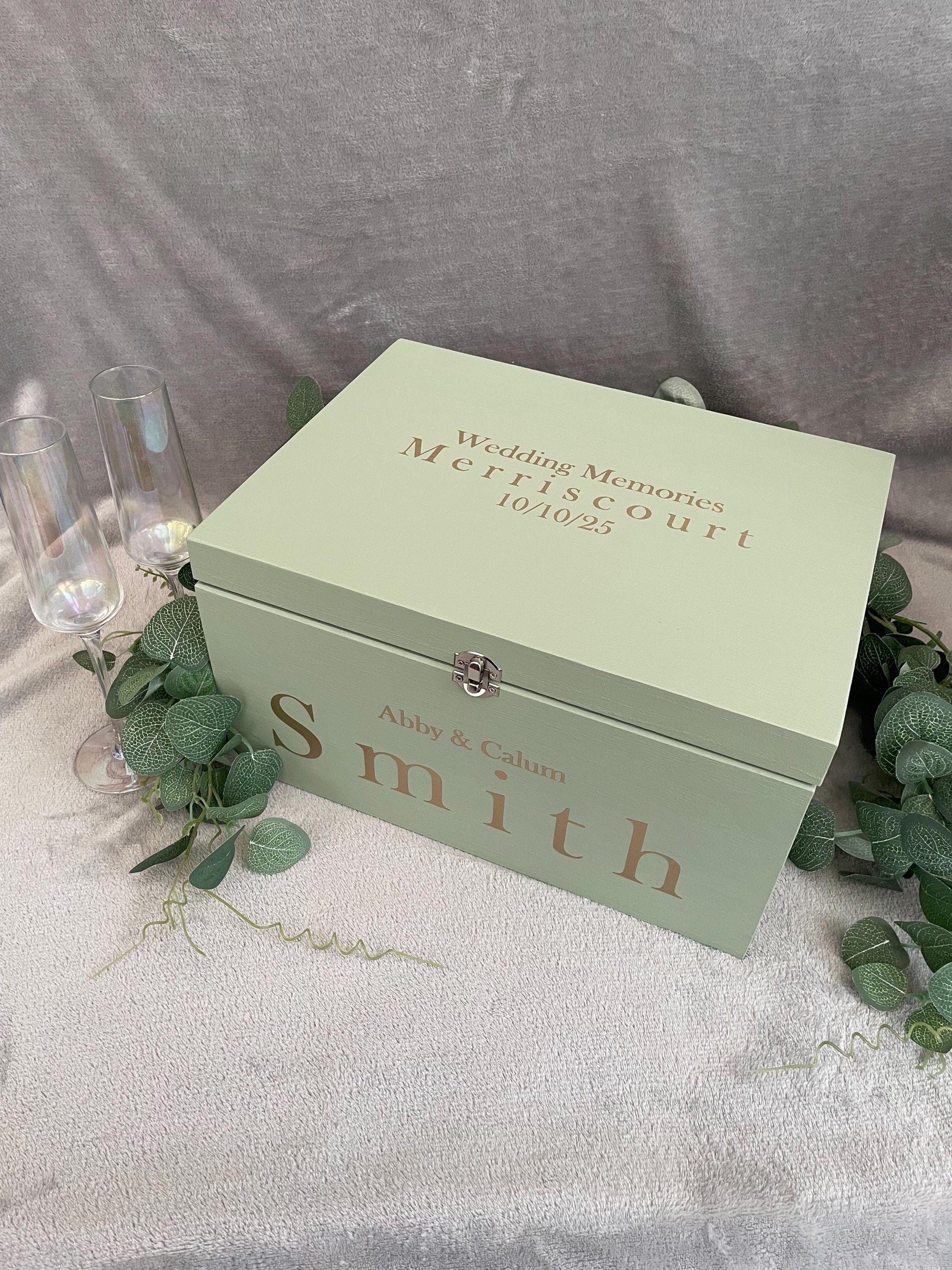 Personalised SAGE wedding card box, Wedding memory box, Wedding keepsake box, Wooden Wedding box, sage wedding post box