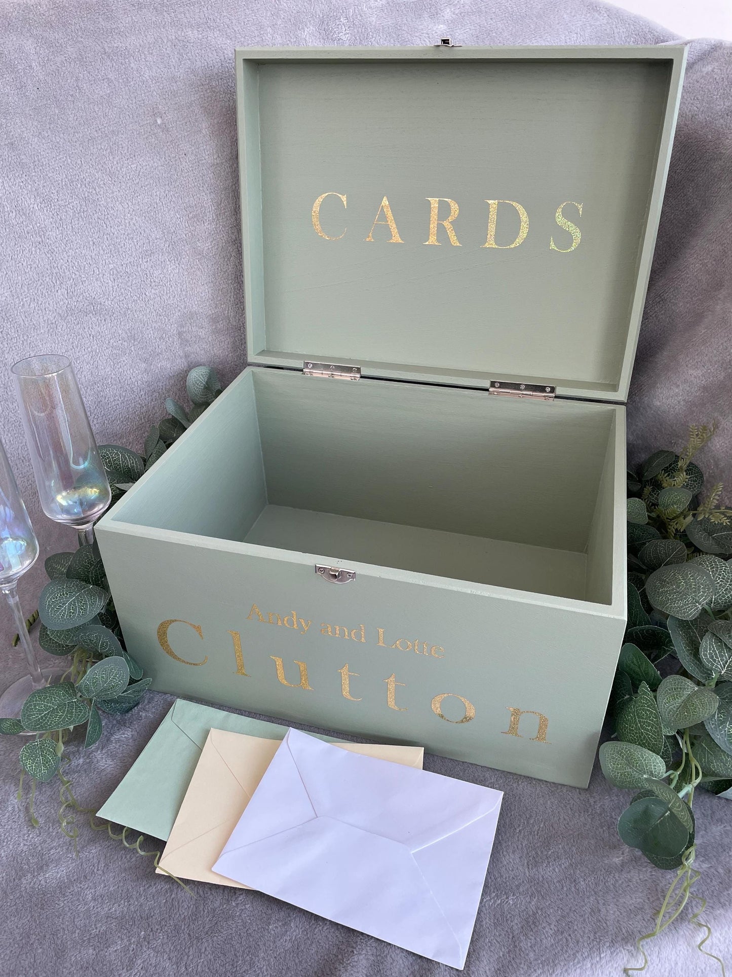 Personalised SAGE wedding card box, Wedding memory box, Wedding keepsake box, Wooden Wedding box, sage wedding post box