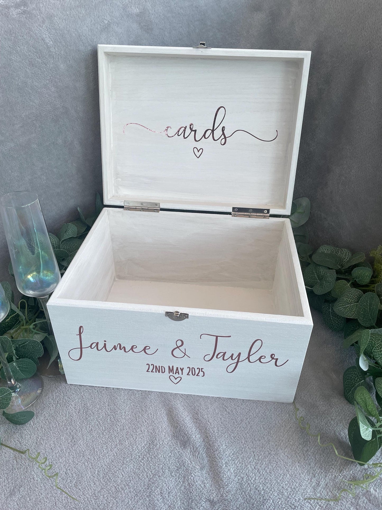 Personalised WHITE wedding card box, Wedding memory box, Wedding keepsake box, Wooden Wedding box, white wedding post box