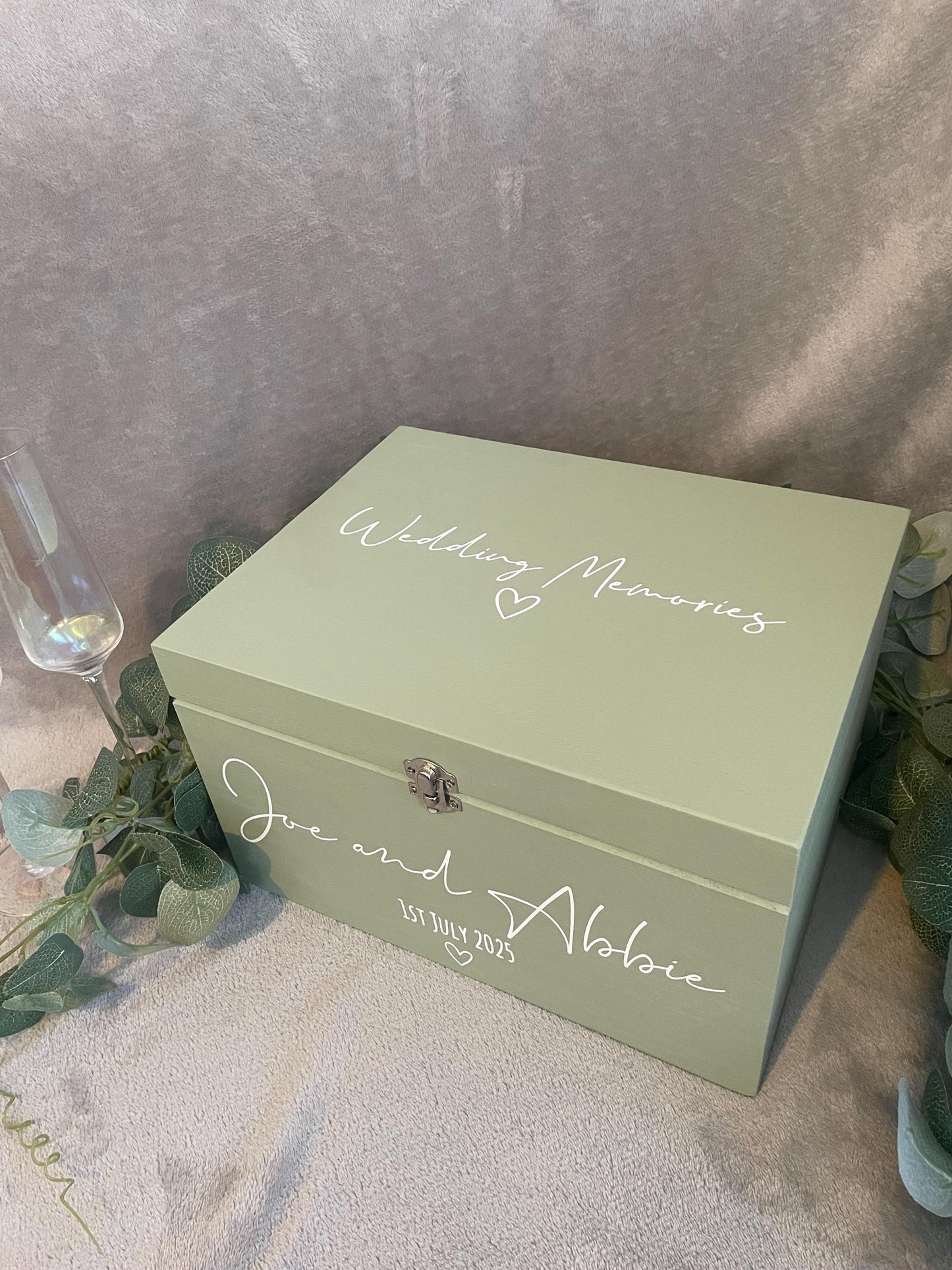 Personalised SAGE wedding card box, Wedding memory box, Wedding keepsake box, Wooden Wedding box, sage wedding post box
