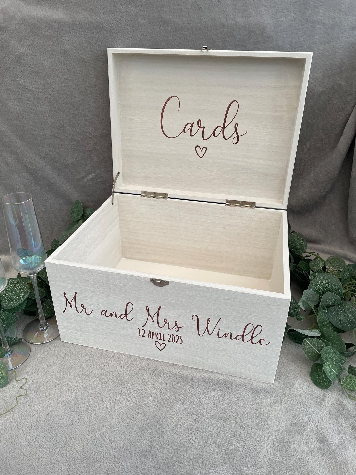 Personalised WHITE wood wedding card box, Wedding memory box, Wedding keepsake box, Wooden Wedding box, white wedding post box