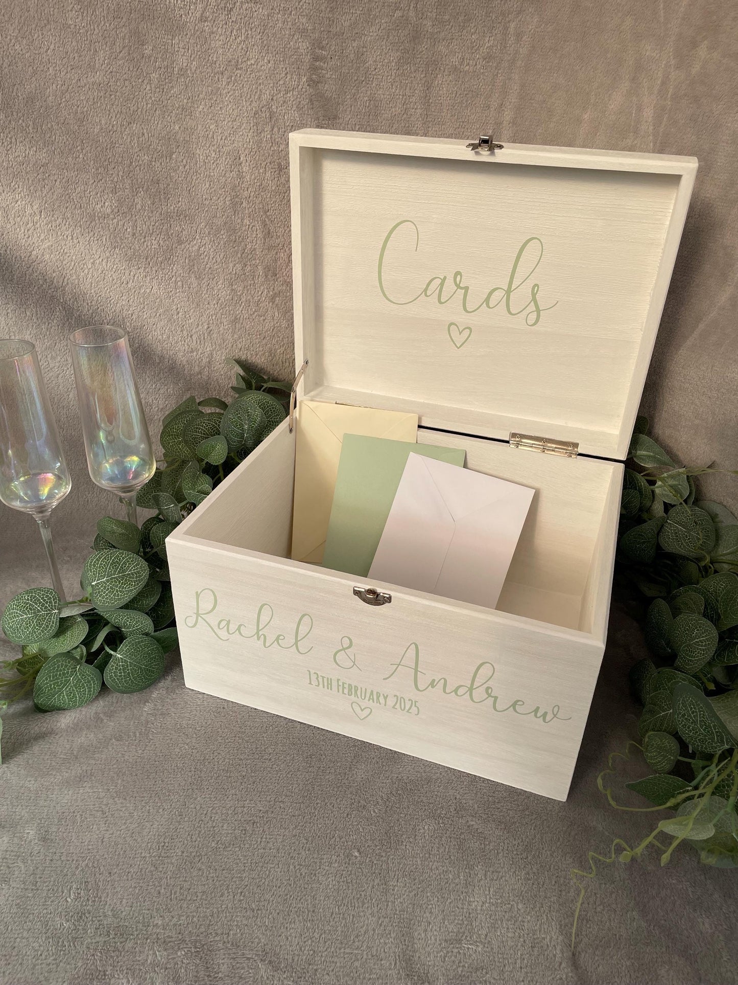 Personalised WHITE wood wedding card box, Wedding memory box, Wedding keepsake box, Wooden Wedding box, white wedding post box