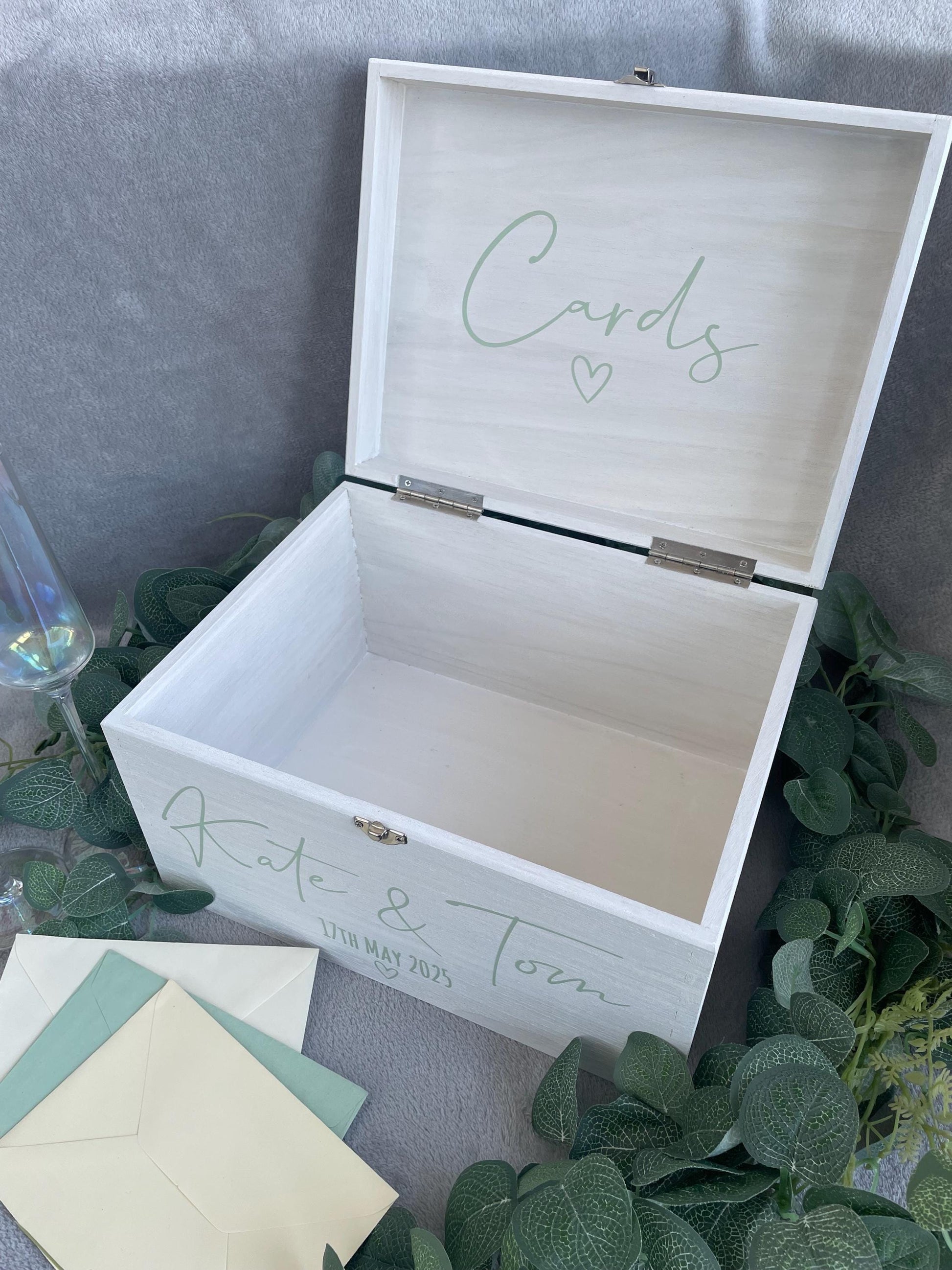 Personalised WHITE wooden wedding card box, Wedding memory box, Wedding keepsake box, Wooden Wedding box, white wedding post box