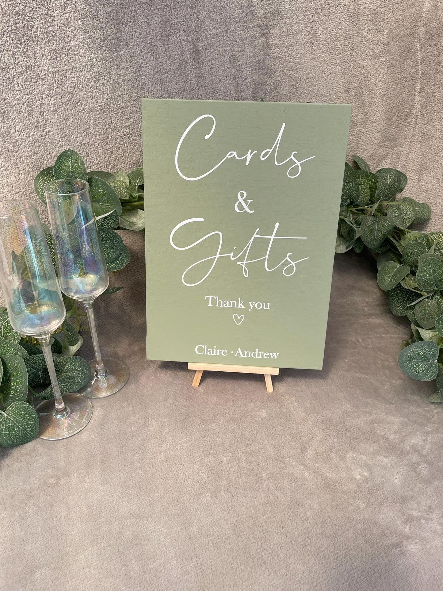 Personalised SAGE wooden cards & gifts sign (other colours available).