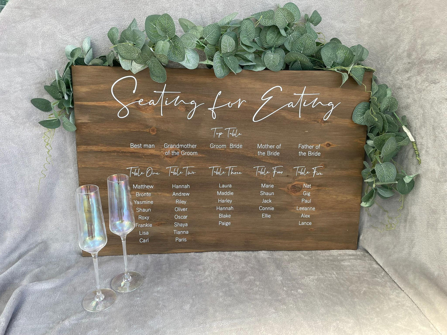 Wooden RUSTIC seating plan, wedding reception decor.