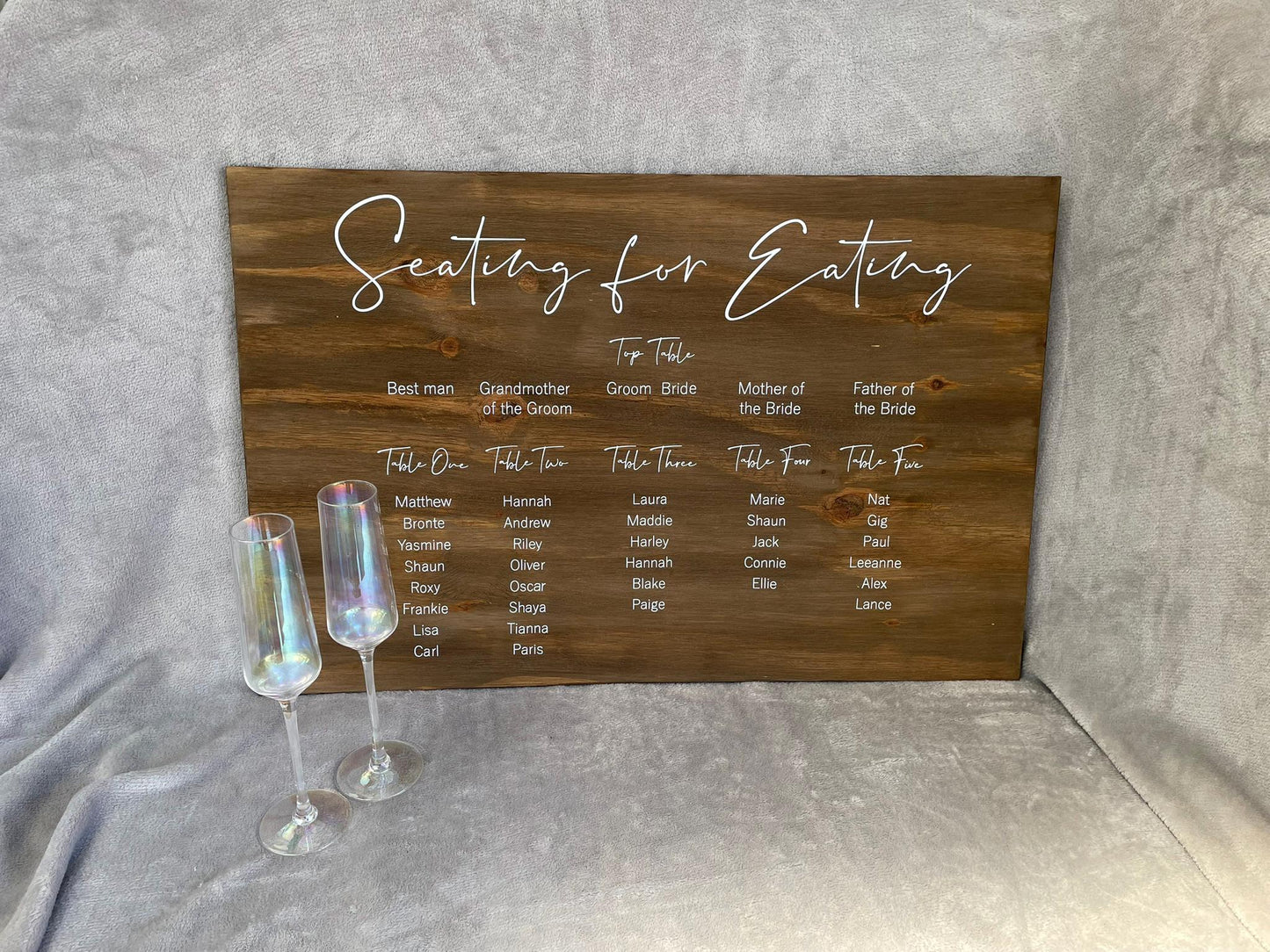 Wooden RUSTIC seating plan, wedding reception decor.