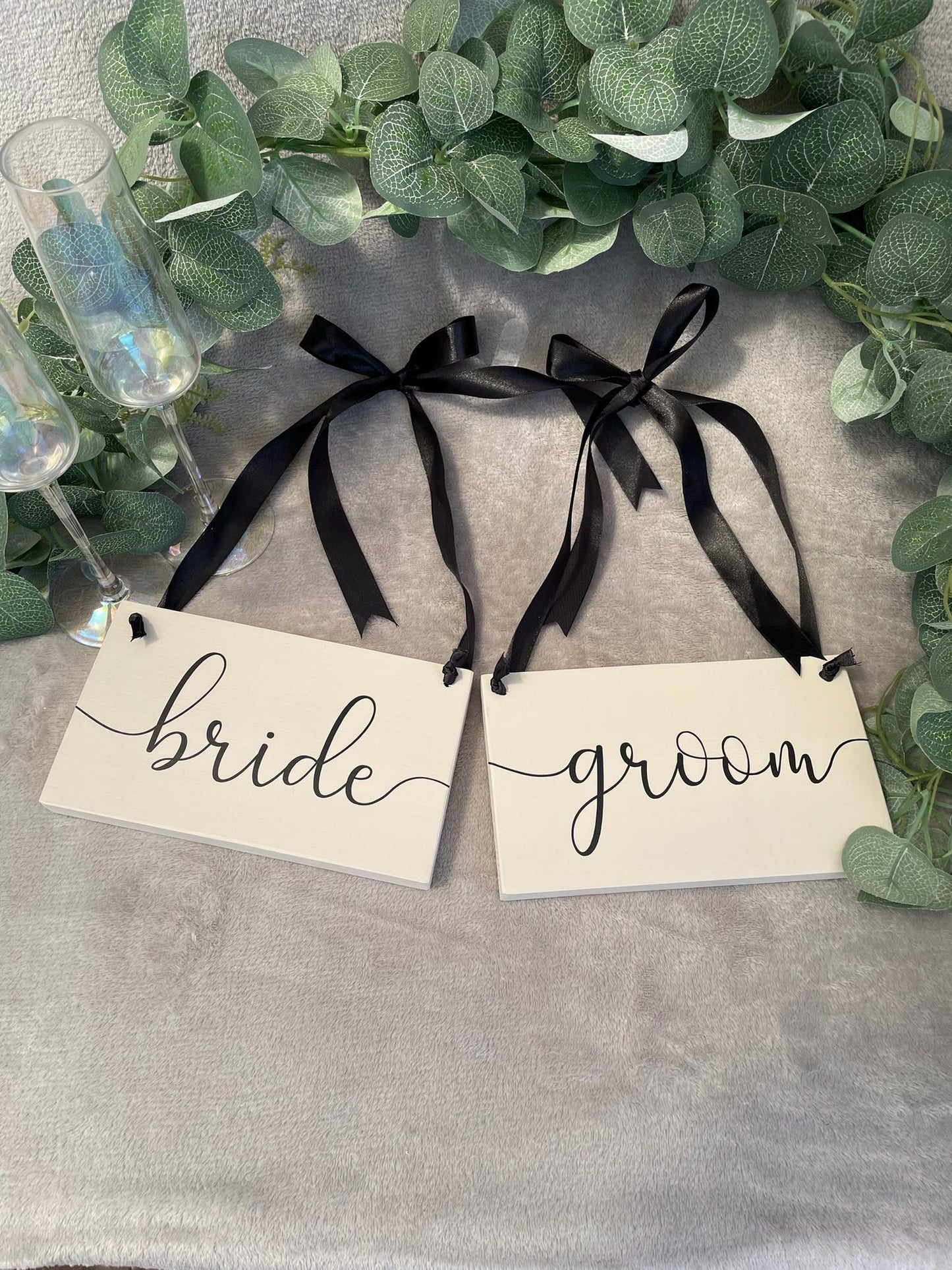 Wooden NEUTRAL couples chair signs, wedding ceremony decor.