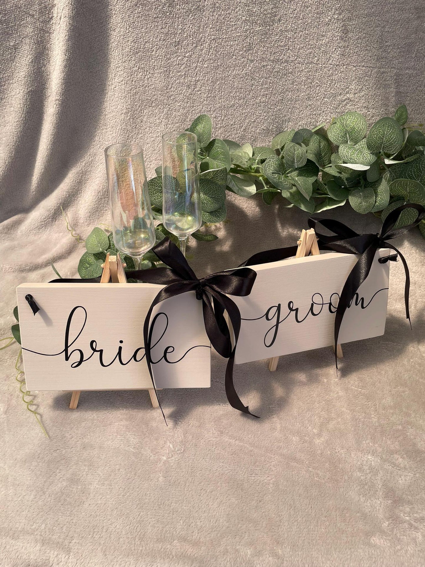 Wooden NEUTRAL couples chair signs, wedding ceremony decor.