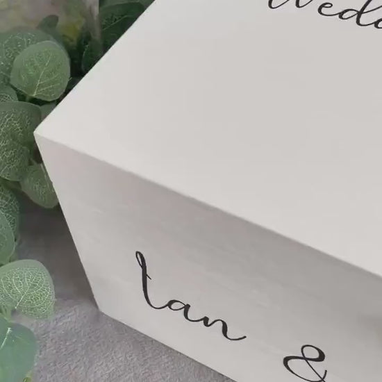 Personalised WHITE wood wedding card box, Wedding memory box, Wedding keepsake box, Wooden Wedding box, white wedding post box