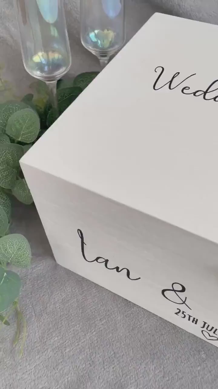 Personalised WHITE wood wedding card box, Wedding memory box, Wedding keepsake box, Wooden Wedding box, white wedding post box