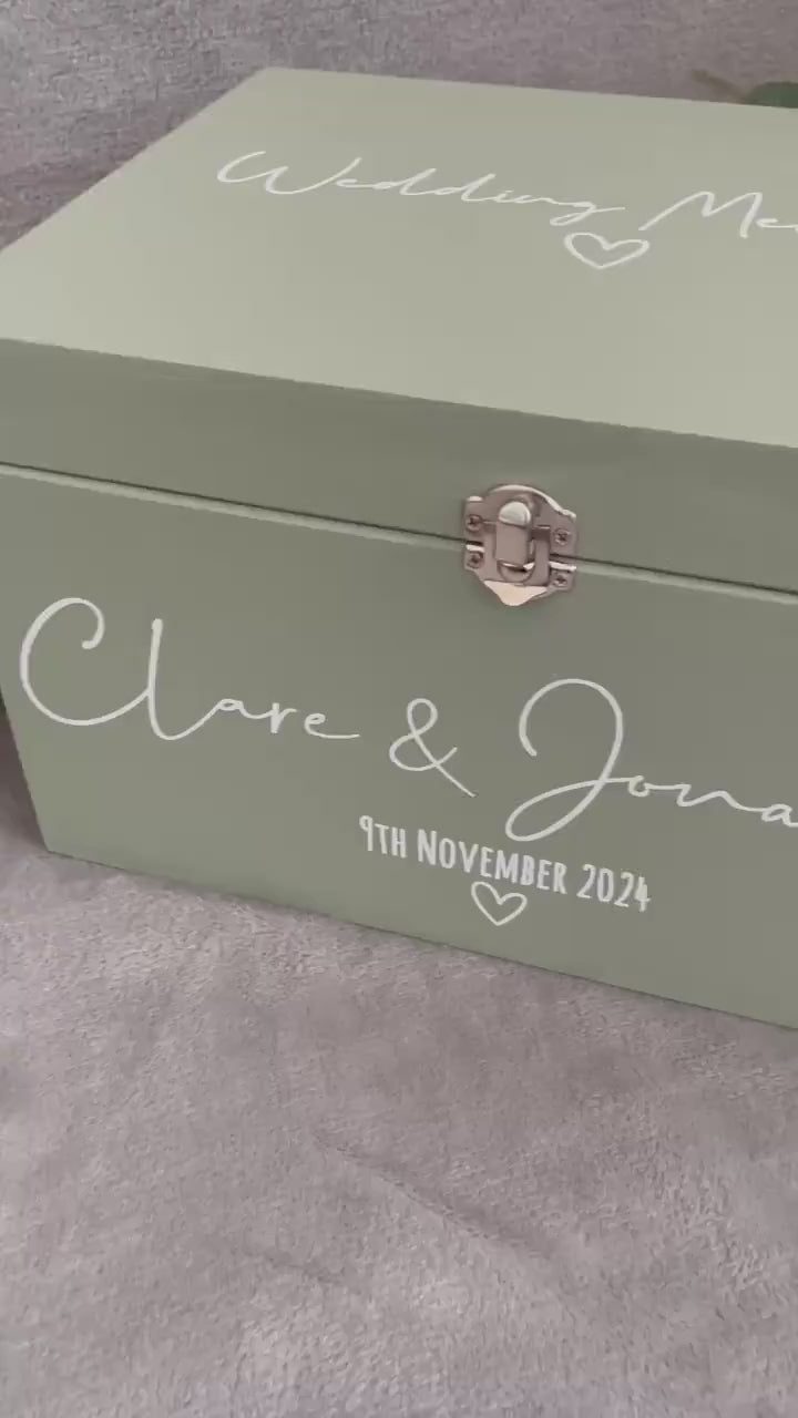 Personalised SAGE wedding card box, Wedding memory box, Wedding keepsake box, Wooden Wedding box, sage wedding post box