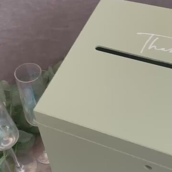 Personalised SAGE slotted wedding card box, slotted Wedding post box, lockable Wedding card box, wooden Wedding box, wedding keepsake box.